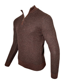 PERU UNLIMITED 1/4 ZIP HOUNDSTOOTH SWEATER - RUST/CHARCOAL