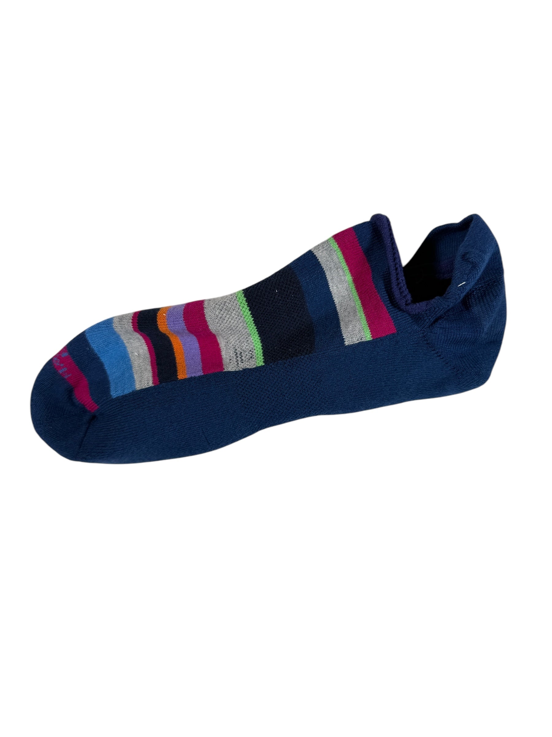 MARCOLIANI PIMA COTTON MULTICOLOR STRIPE INVISIBLE SNEAKER SOCK - ROYAL BLUE