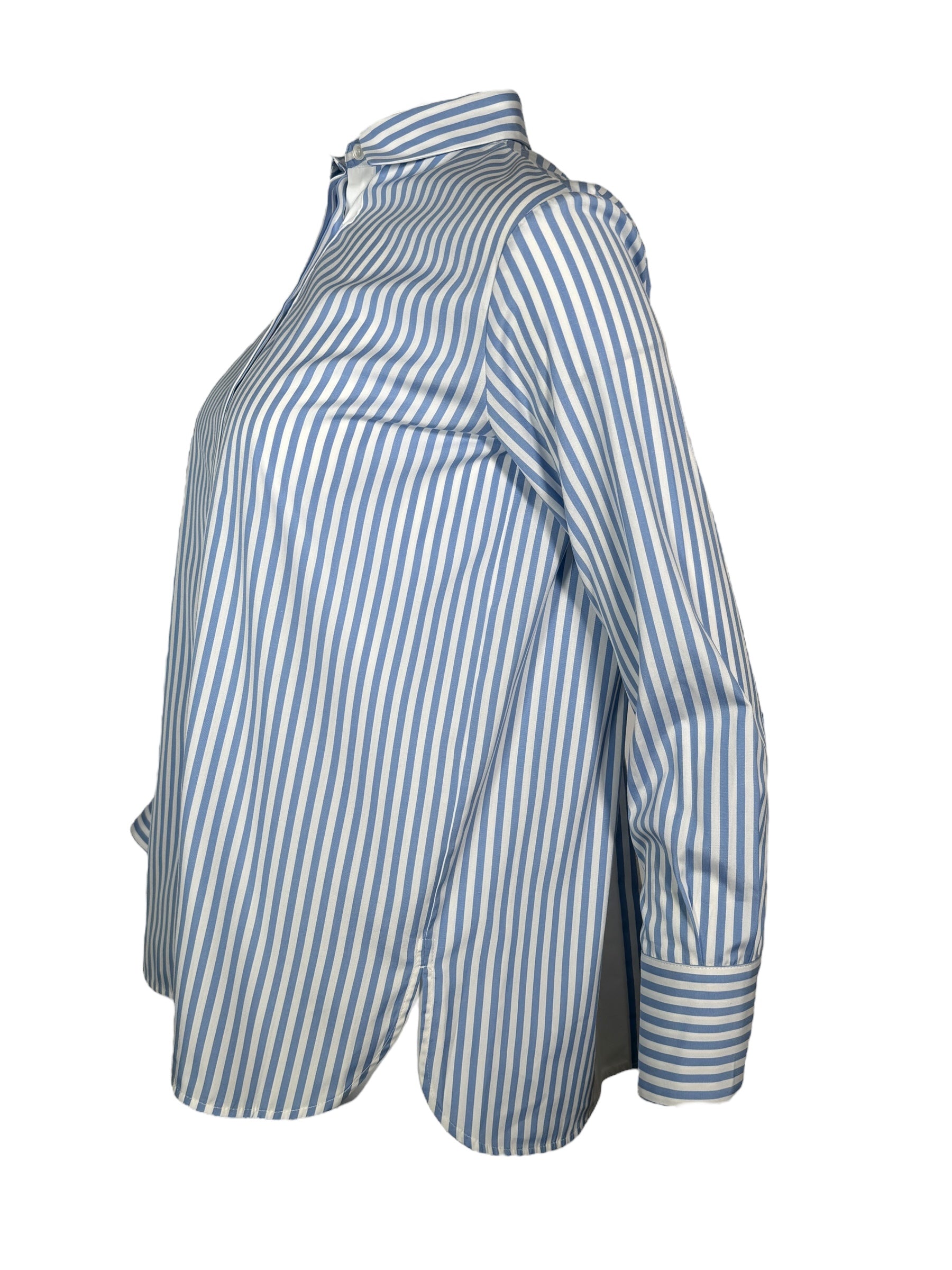 ROSSO 35 BACK PLEATED STRIPED SHIRT - LIGHT BLUE