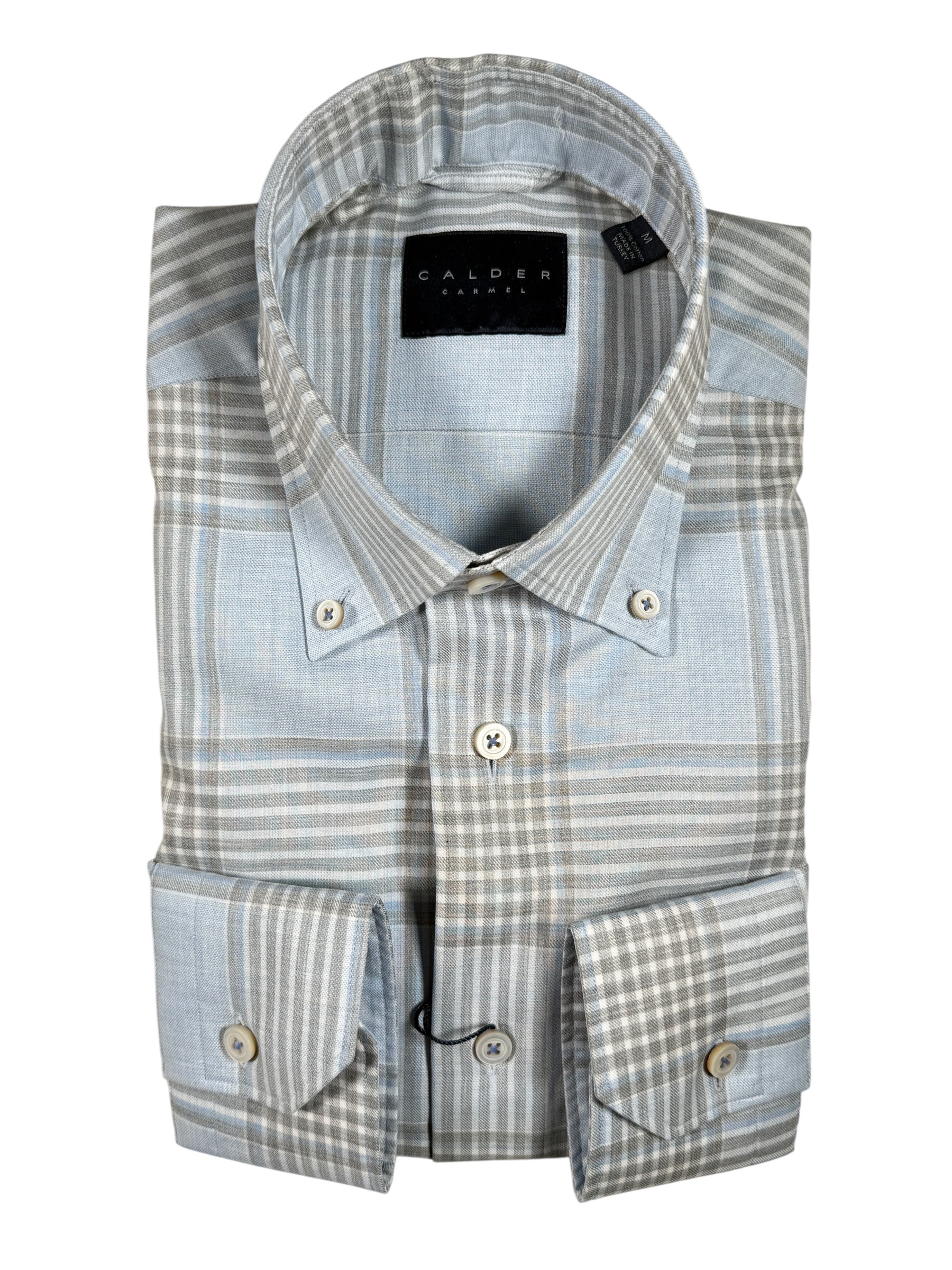 CALDER CARMEL MEN'S SHIRT - SKY BLUE CHECK PLAID