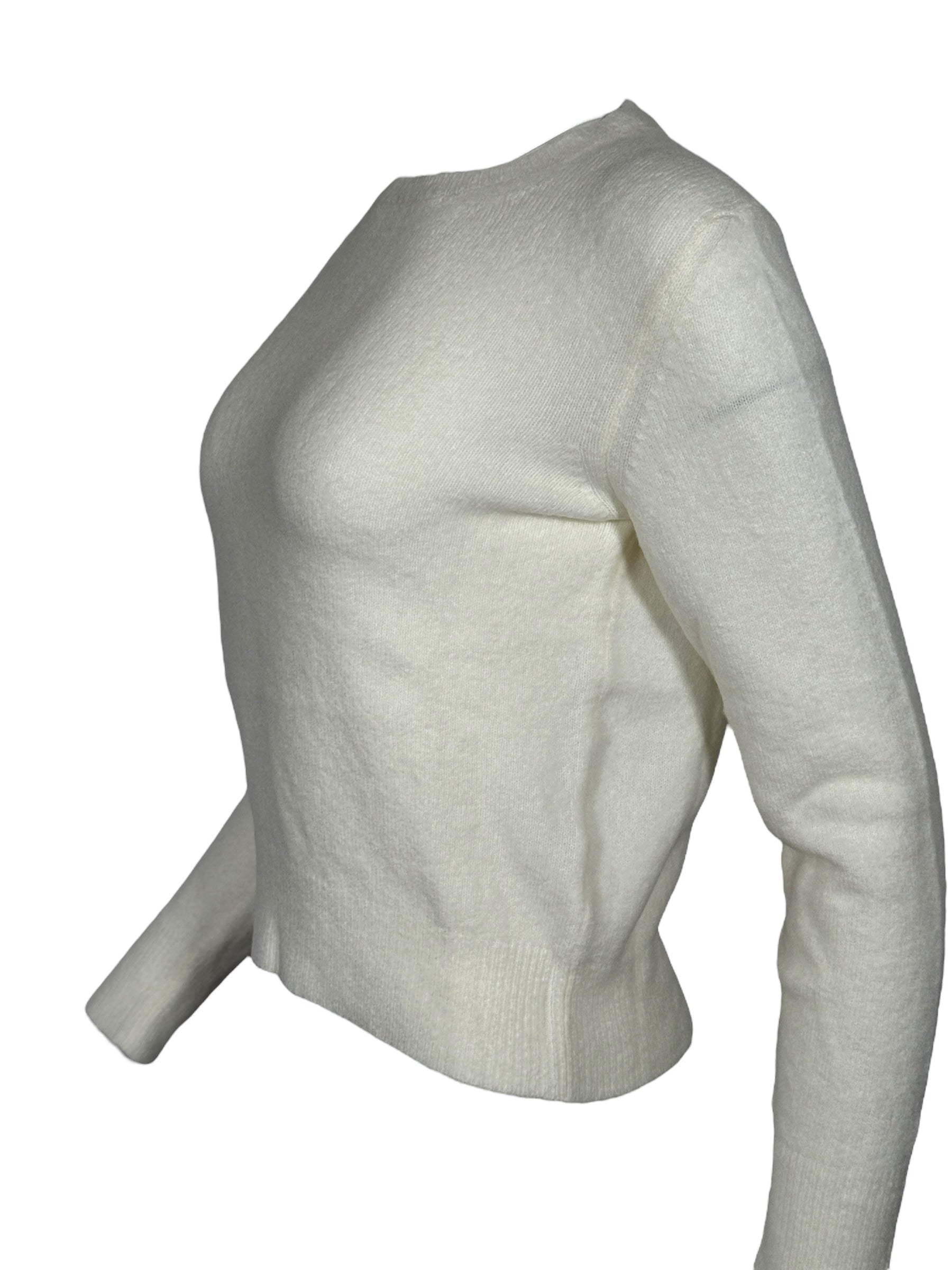 ANNECLAIRE WOOL/CASHMERE CREW SWEATER - WINTER WHITE