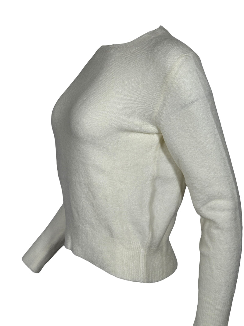 ANNECLAIRE WOOL/CASHMERE CREW SWEATER - WINTER WHITE
