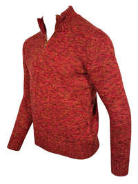 SETTEFILI CASHMERE - 4 PLY QUARTER ZIP MEN'S SWEATER - BURGUNDY/ORANGE MIX