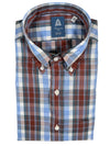 FINAMORE 1925 SHIRT - BURGUNDY/BLUE CHECK