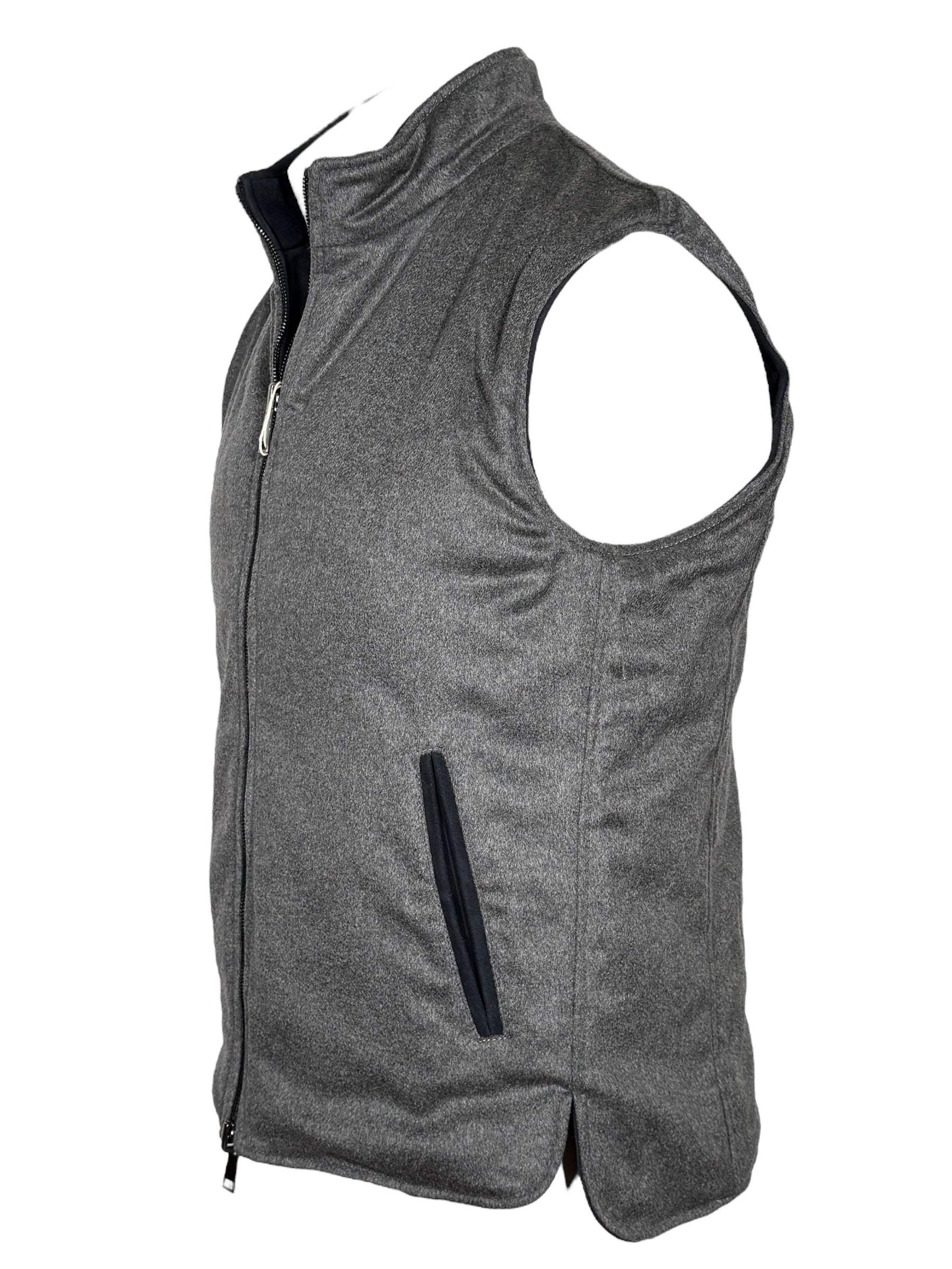 DEL VECCHIO MEN'S SUEDE & CASHMERE REVERSIBLE VEST - NAVY/GREY