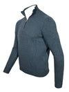 FEDELI CASHMERE TWIST 1/4 ZIP SWEATER - OCEAN BLUE