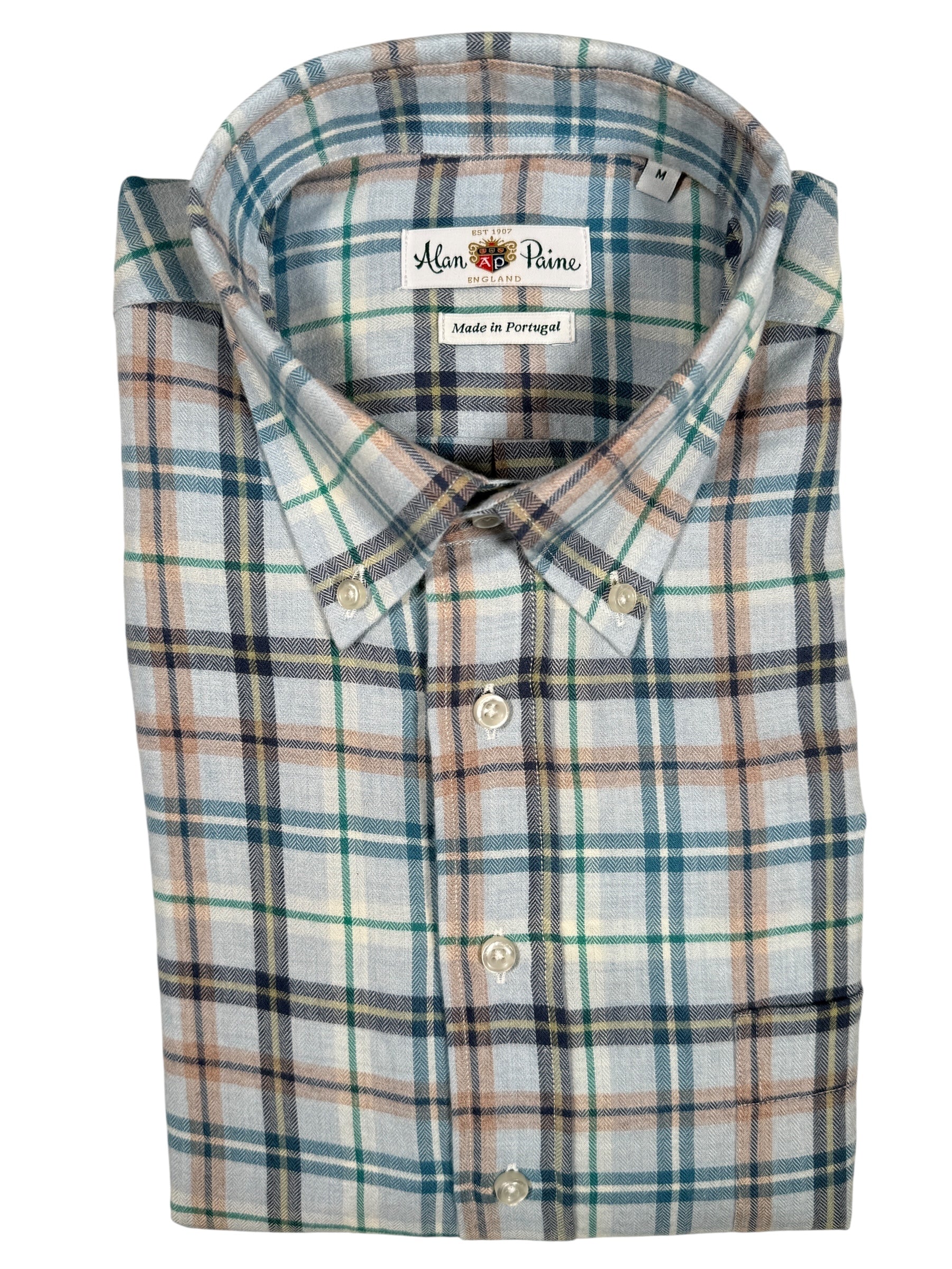 ALAN PAINE CLASSIC FIT SHIRT - LIGHT BLUE/NAVY/TURQUOISE OPEN CHECK