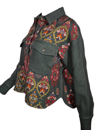 FRANCO FERRARI PRINT WOOL JACKET - GREEN
