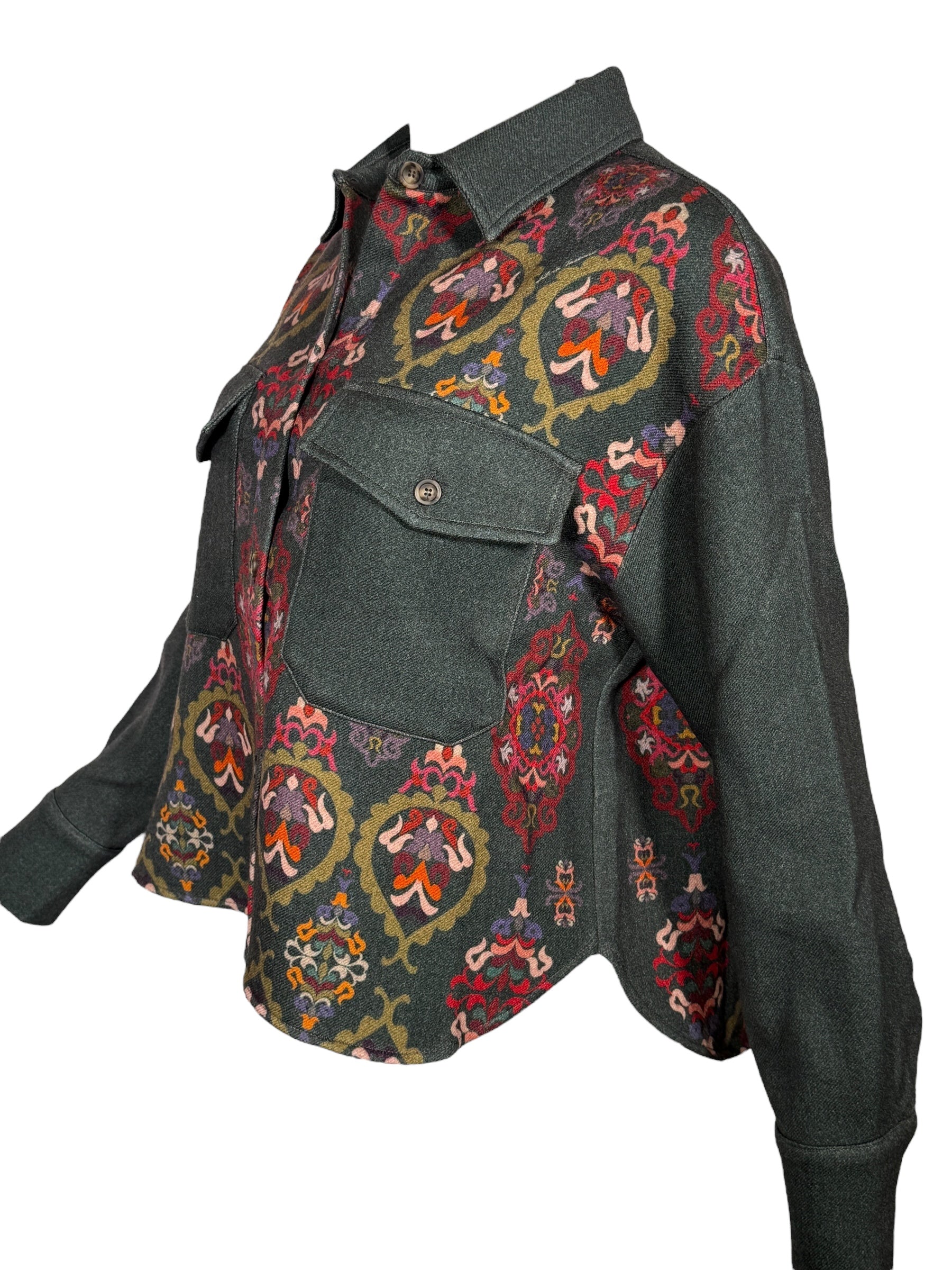 FRANCO FERRARI PRINT WOOL JACKET - GREEN