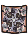 FRANCO FERRARI DOUBLE-SIDED SILK SQUARE SCARF - GREY/PINK FLORAL