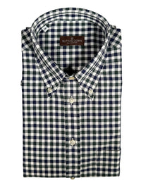 BUTTON DOWN SPORT SHIRT - NAVY/GREEN GINGHAM