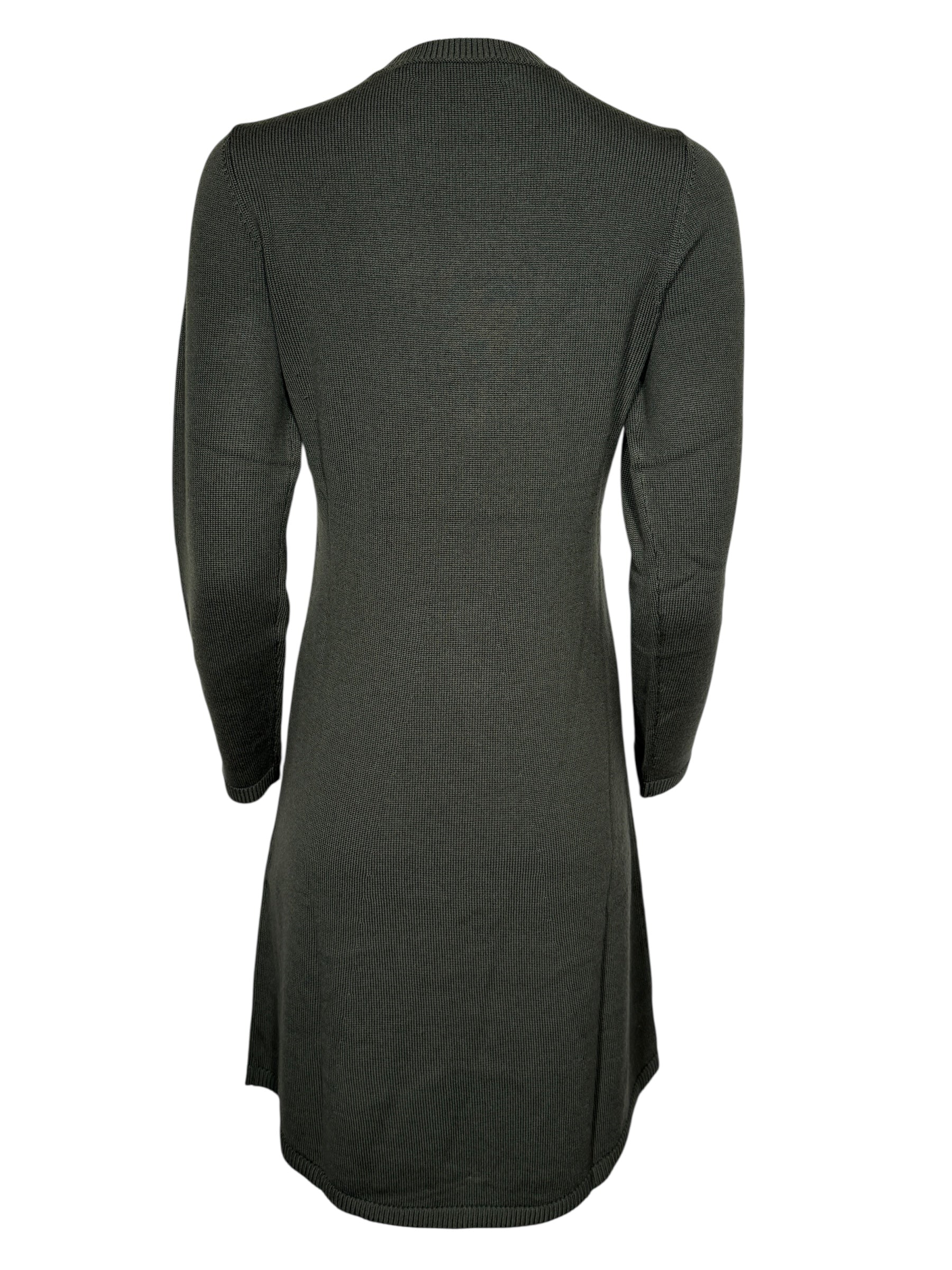REPEAT MERINO LONG SLEEVE DRESS - DEEP GREEN