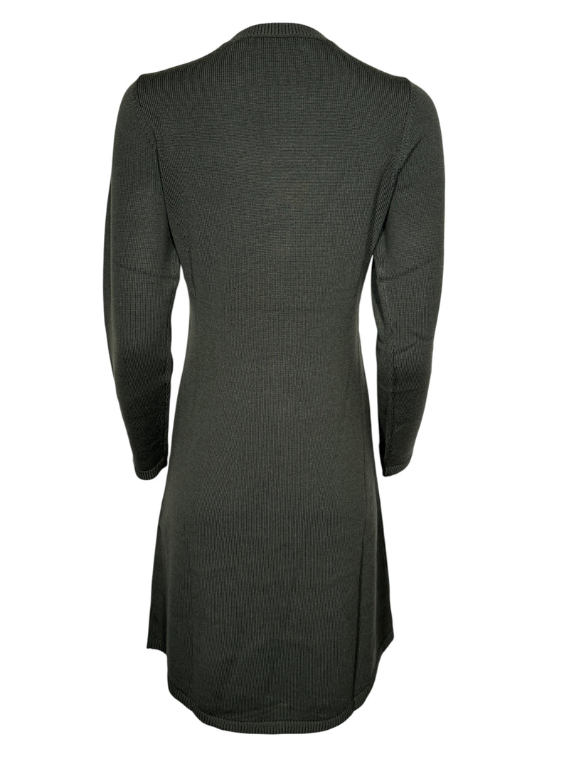 REPEAT MERINO LONG SLEEVE DRESS - DEEP GREEN