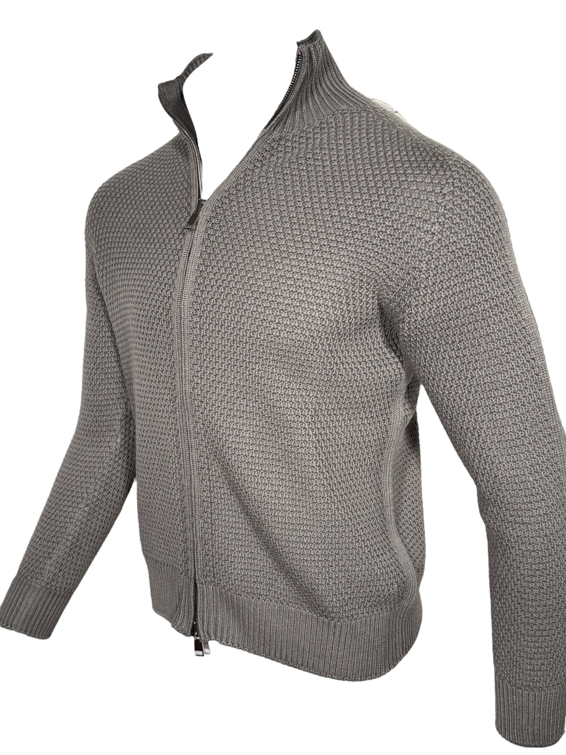 FLY3 REVERSIBLE FULL ZIP SWEATER - GREY