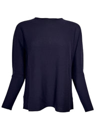 HUBERT GASSER MERINO ROUND NECK SWEATER - NAVY