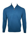 ALAN PAINE HANBURY CASHMERE 1/4 ZIP SWEATER - BOTTLE BLUE