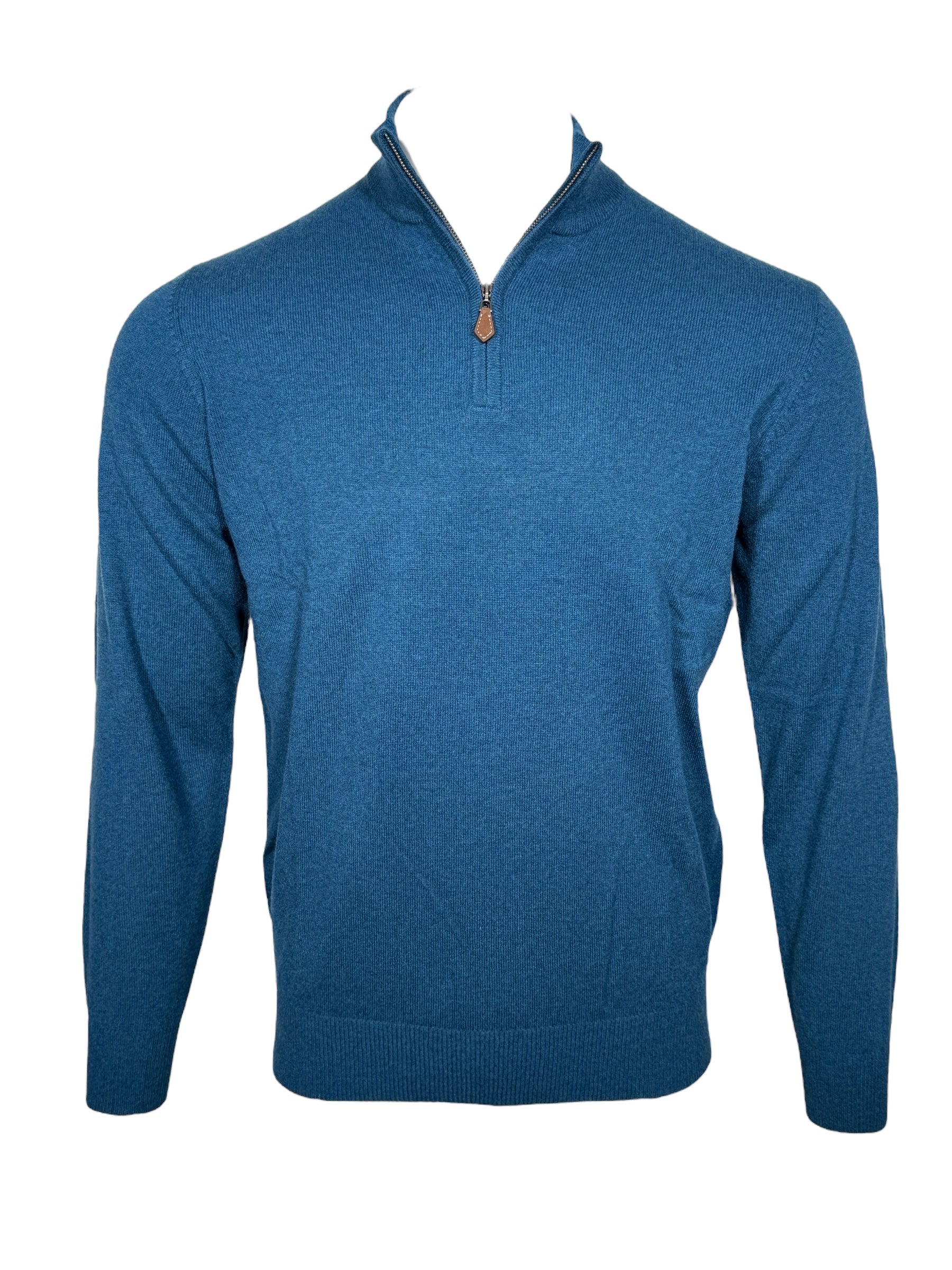 ALAN PAINE HANBURY CASHMERE 1/4 ZIP SWEATER - BOTTLE BLUE