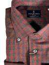 EMANUEL BERG CHECKED TWILL MELANGE PREMIUM LUXURY MEN'S SHIRT - DARK RED
