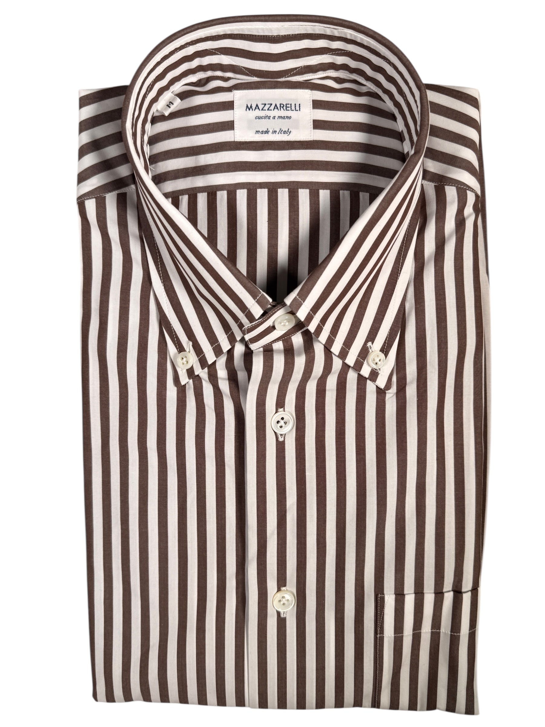 MAZZARELLI SPORT SHIRT - BROWN STRIPE
