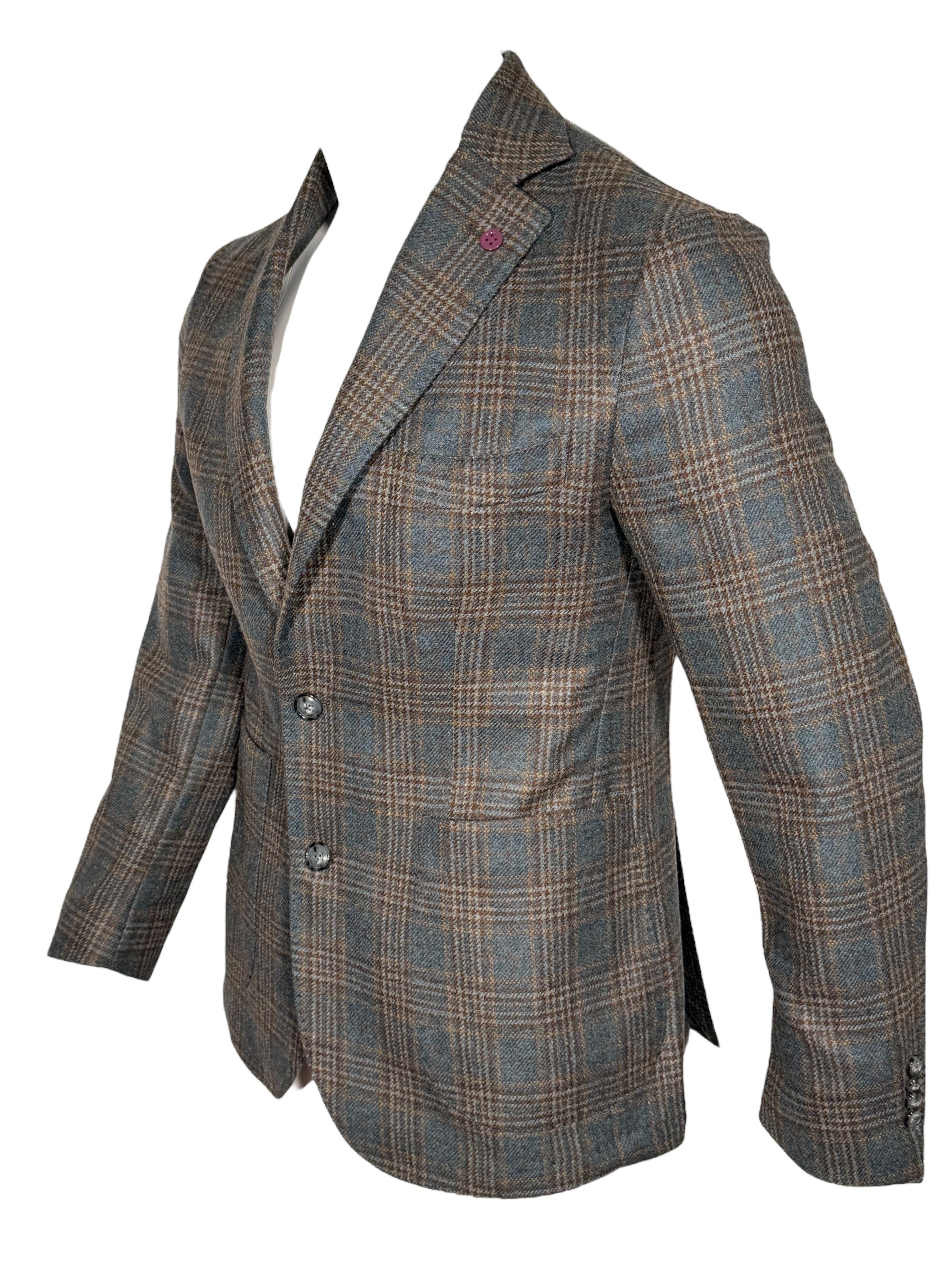SARTORIA PARTENOPEA SPORT COAT - BLUE/BROWN BOX CHECK