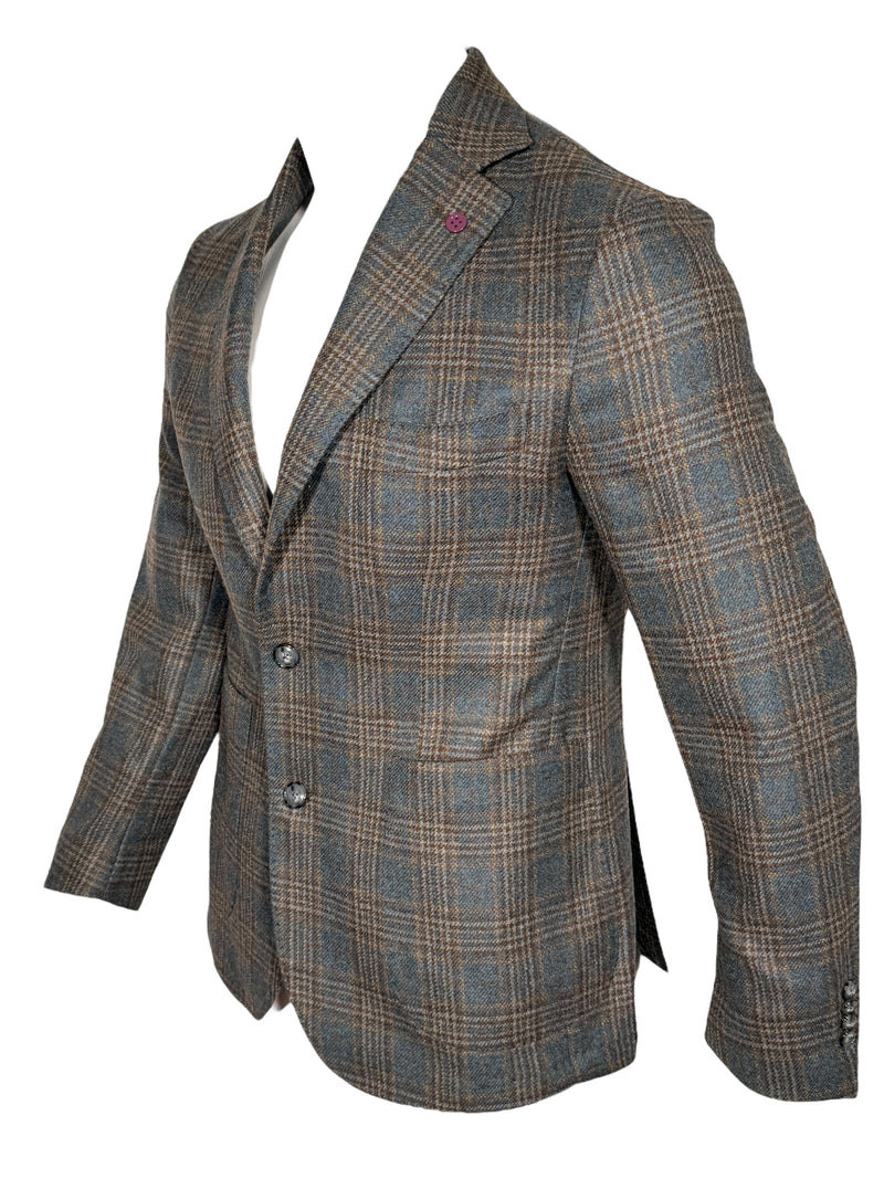 SARTORIA PARTENOPEA SPORT COAT - BLUE/BROWN BOX CHECK