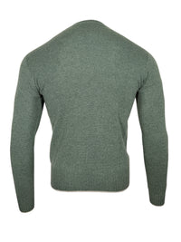 FRADI CASHMERE CREW TIPPED SWEATER - GREEN
