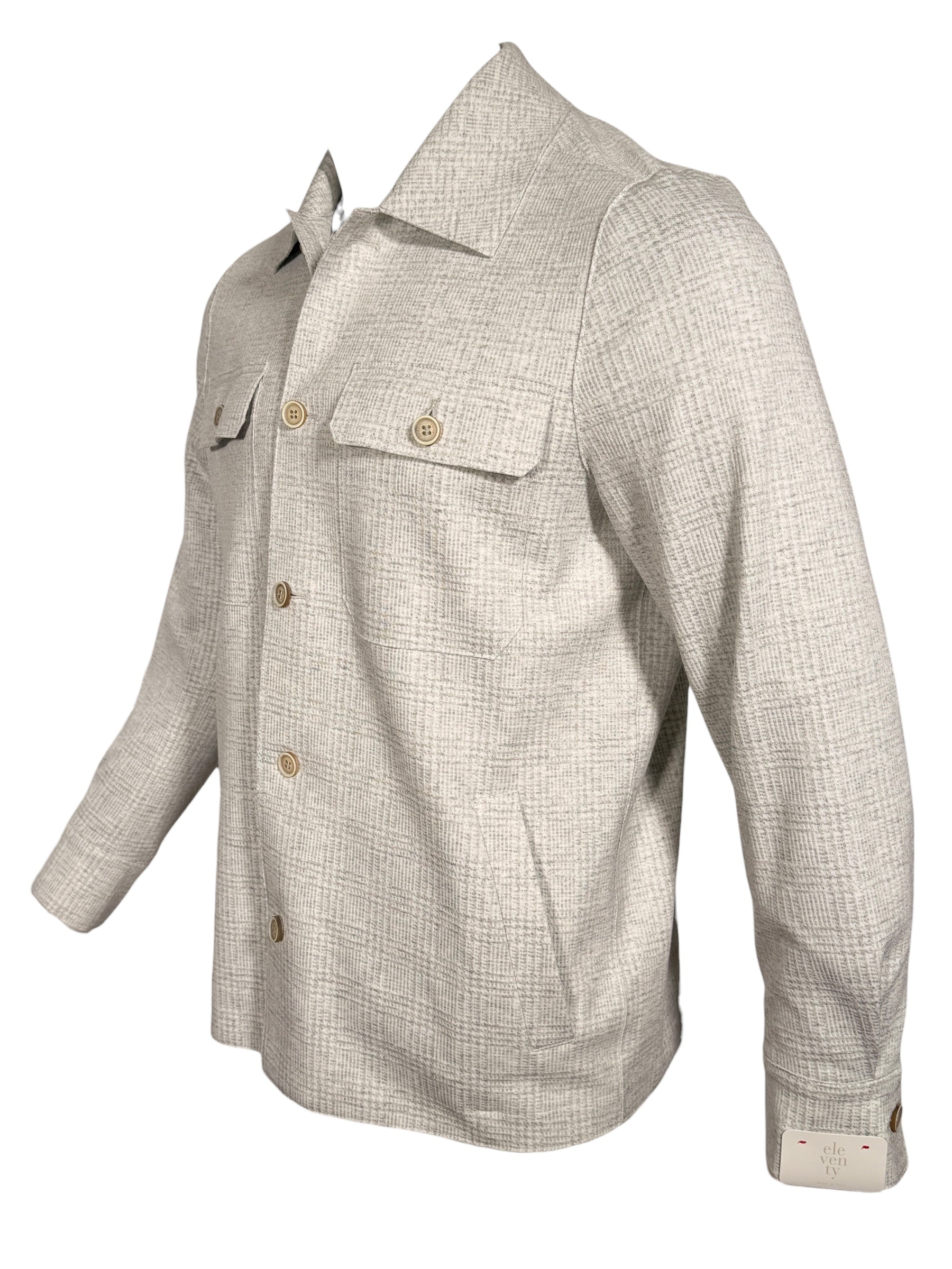 ELEVENTY MEN'S TECH SHIRT JACKET - MELANGE LIGHT GREY