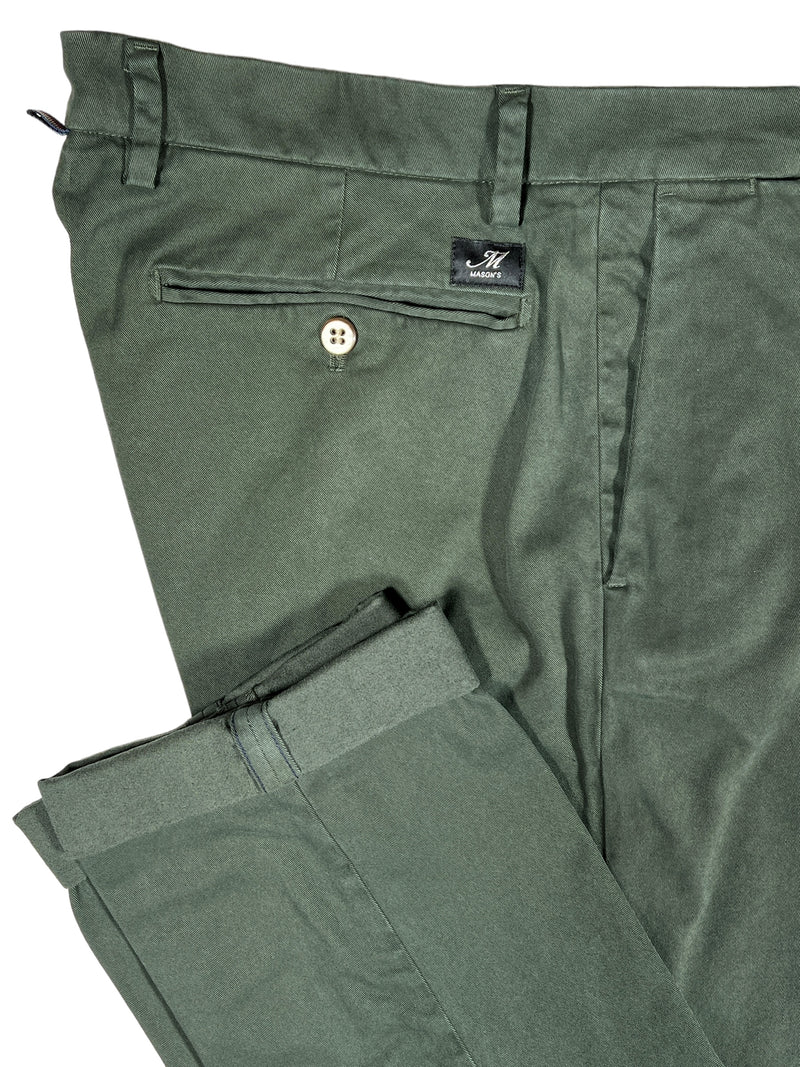 MASON'S SOFT COTTON STRETCH TROUSER - DARK GREEN