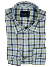 CALDER CARMEL MEN'S GINGHAM SHIRT - LIGHT BLUE/GREEN