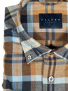 CALDER CARMEL MEN'S PLAID FLANNEL SHIRT - NAVY/BROWN