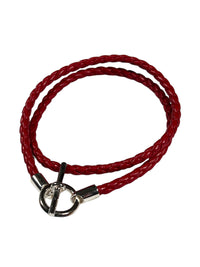 SPIVEY MEN'S BRAIDED LEATHER BRACELET - RED WITH STERLING