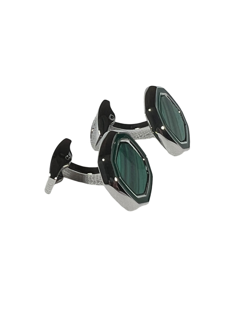 TATEOSSIAN CUFF LINKS - OCTOGON WITH GREEN MALACHITE