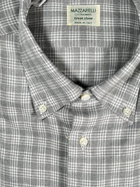 MAZZARELLI PLAID SPORT SHIRT - LIGHT GREY