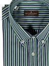 BUTTON DOWN SPORT SHIRT - NAVY/GREEN STRIPE