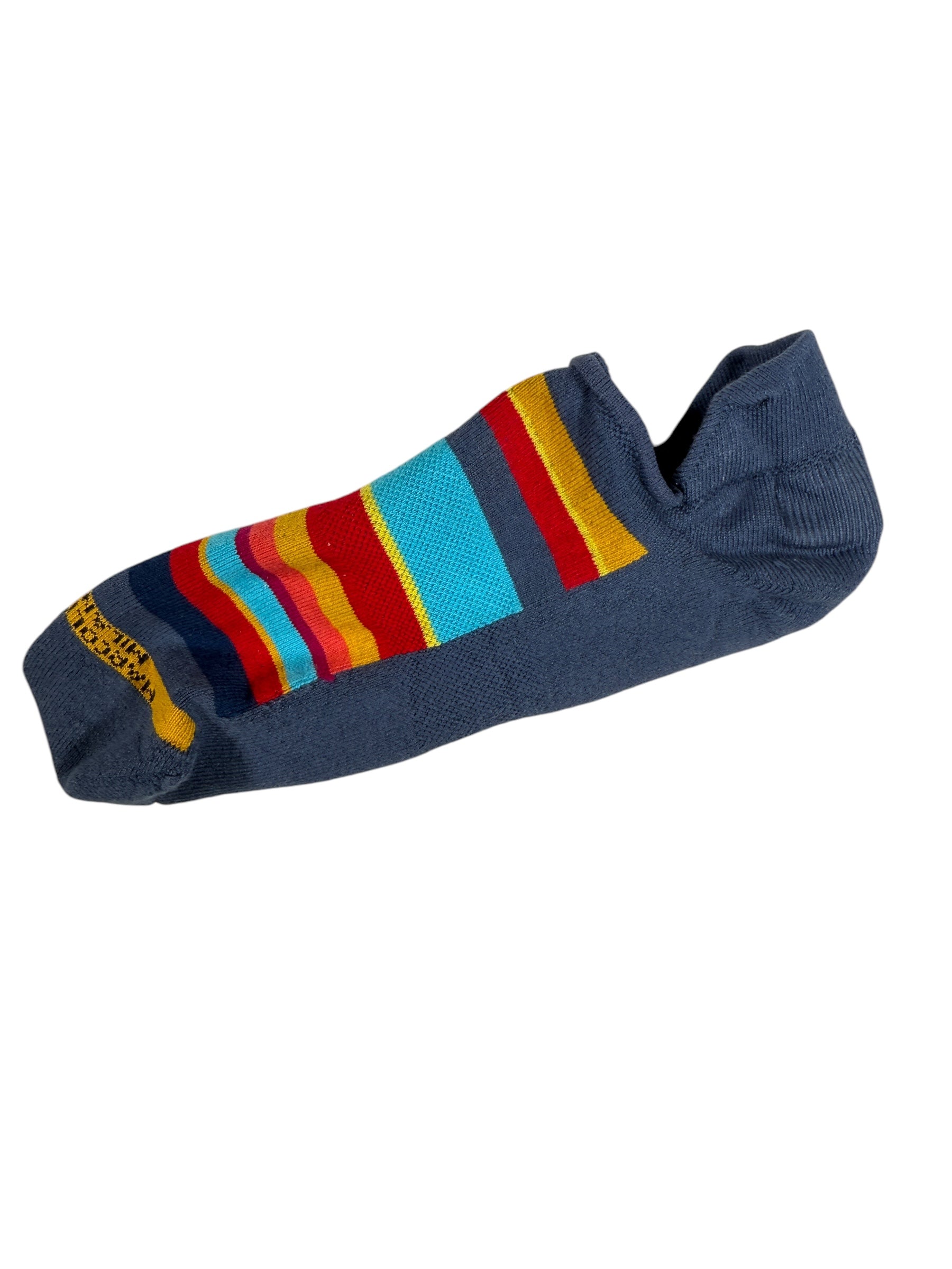 MARCOLIANI PIMA COTTON MULTICOLOR STRIPE INVISIBLE SNEAKER SOCK - DENIM BLUE