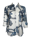 CAMICETTASNOB PAISLEY BLOUSE - BLUE ON WHITE