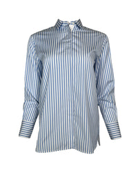 ROSSO 35 BACK PLEATED STRIPED SHIRT - LIGHT BLUE