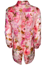HUBERT GASSER FLORAL BACK SPLIT SHIRT - FUCSIA