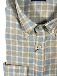 PAUL & SHARK MEN'S SHIRT - LIGHT BLUE/GREY CHECK FLANNEL