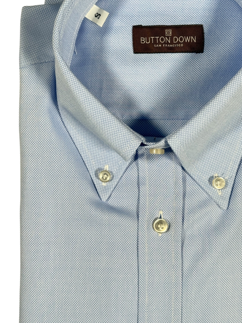 BUTTON DOWN SPORT SHIRT - SOLID MID BLUE PIQUE