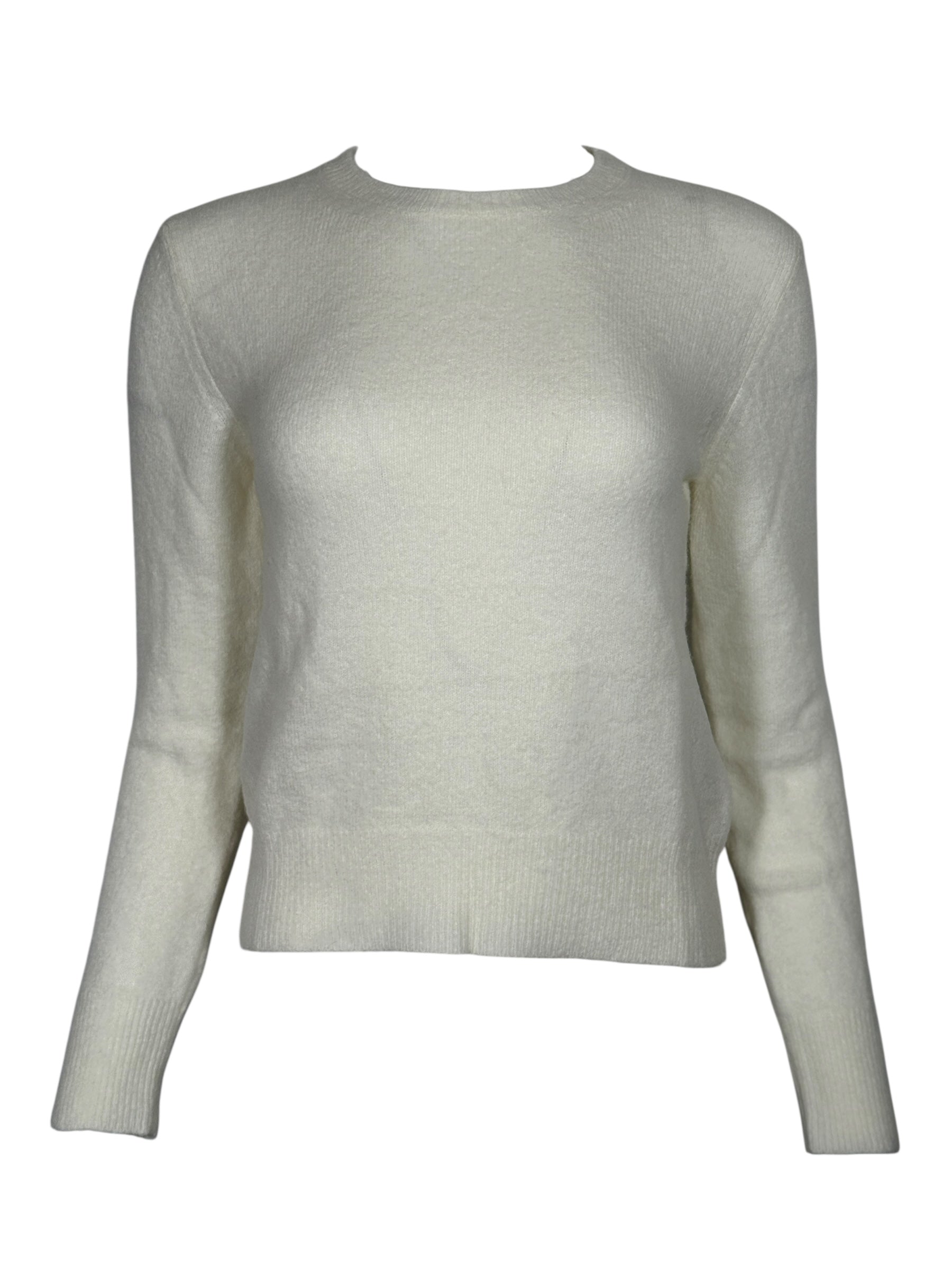 ANNECLAIRE WOOL/CASHMERE CREW SWEATER - WINTER WHITE