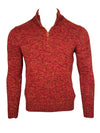 SETTEFILI CASHMERE - 4 PLY QUARTER ZIP MEN'S SWEATER - BURGUNDY/ORANGE MIX