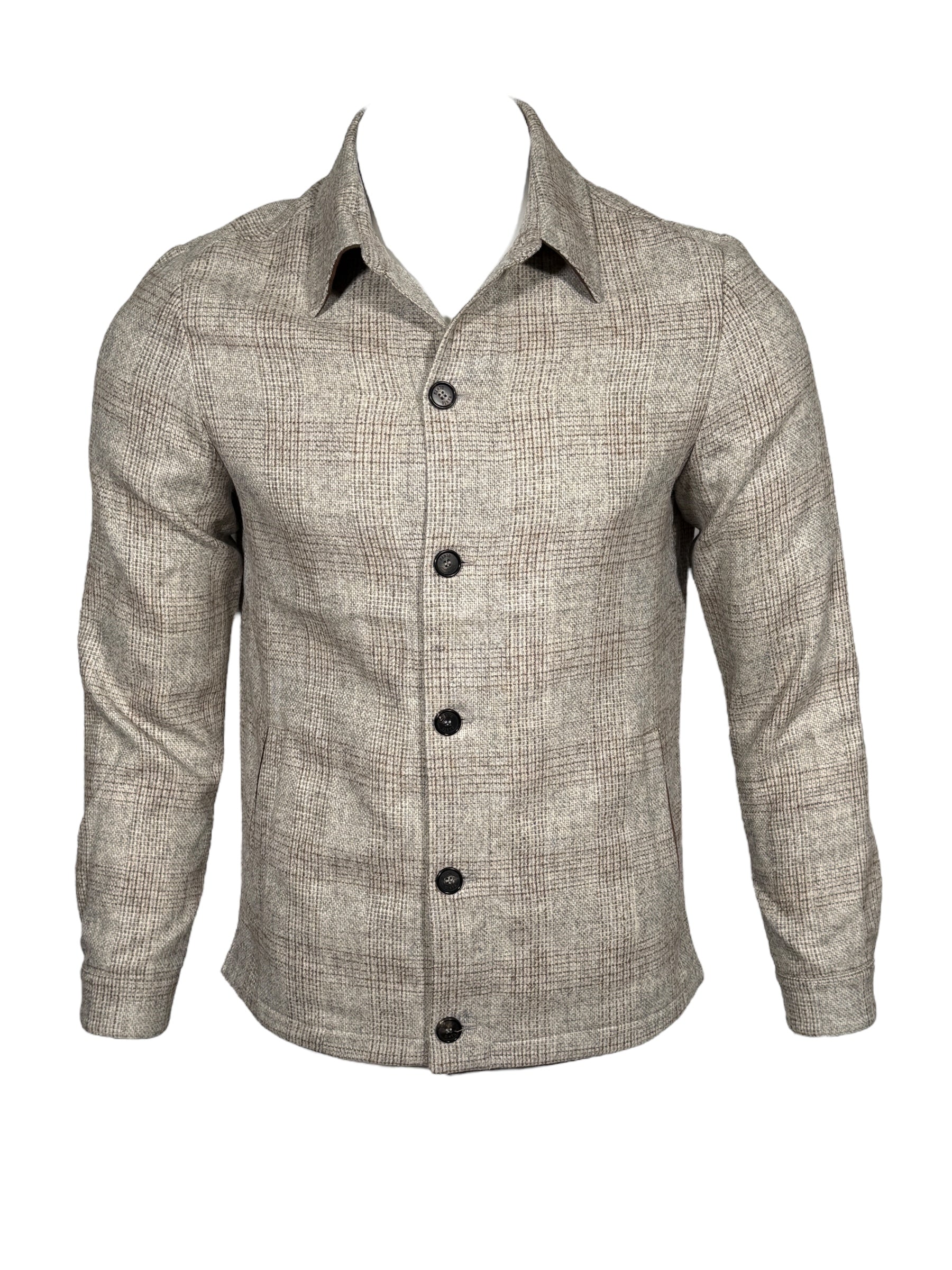 MANTO FERLA ALPACA OVERSHIRT JACKET - GREY & BROWN CHECK