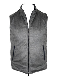 DEL VECCHIO MEN'S SUEDE & CASHMERE REVERSIBLE VEST - NAVY/GREY