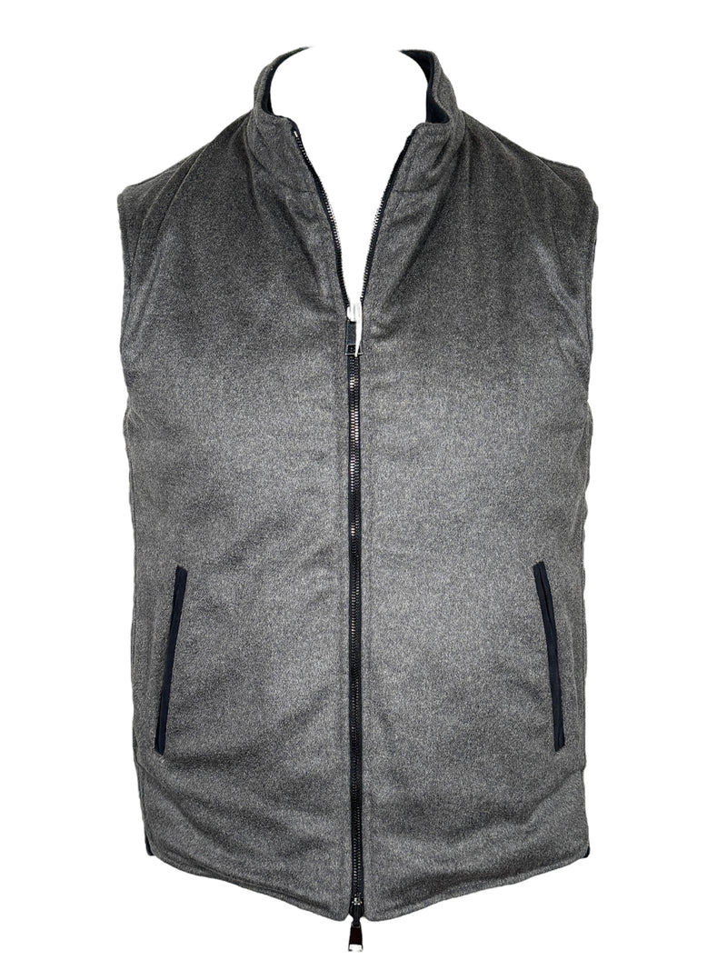 DEL VECCHIO MEN'S SUEDE & CASHMERE REVERSIBLE VEST - NAVY/GREY