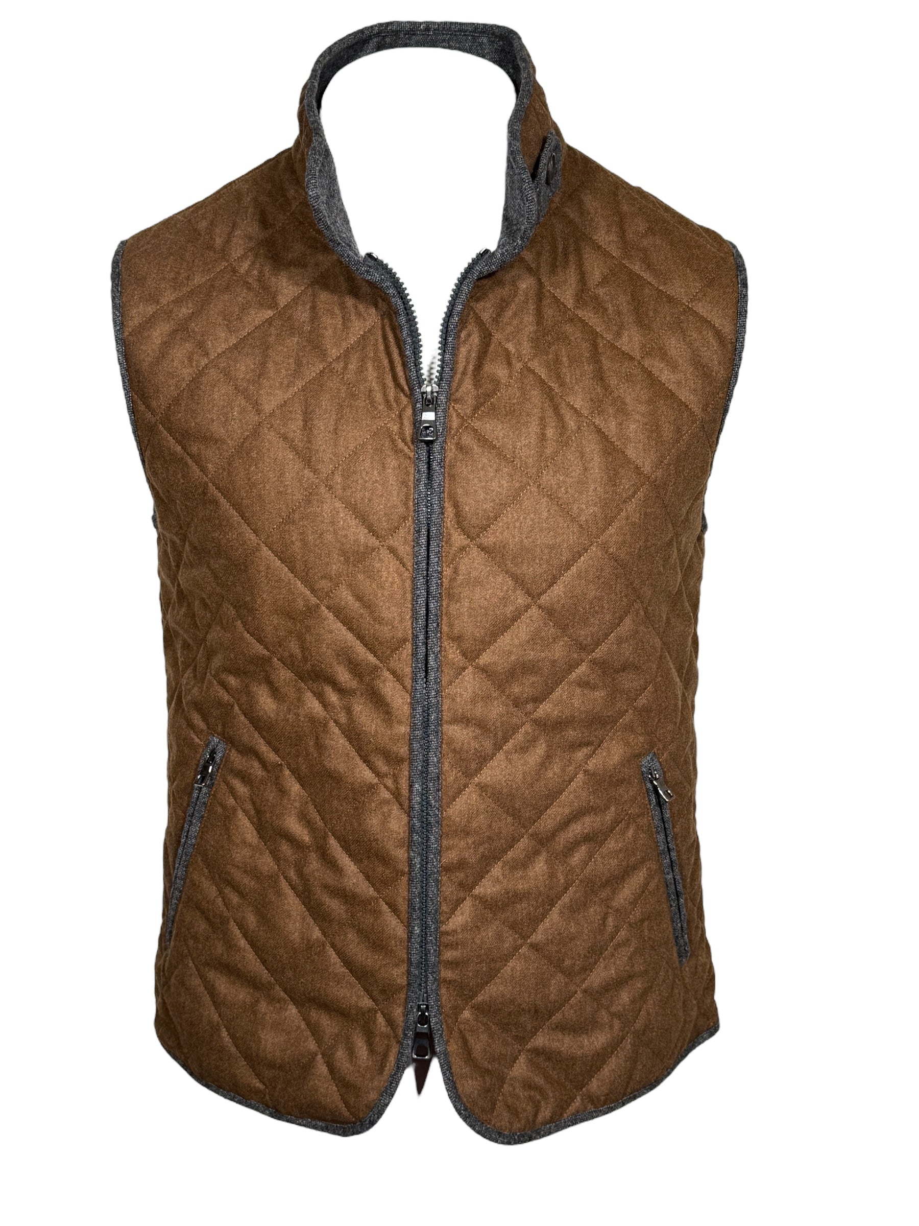 WATERVILLE WOOL MELANGE FLANNEL VEST - WHISKY