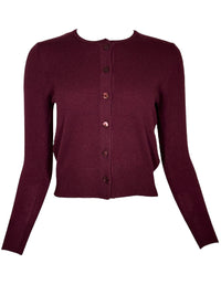 PUROTATTO RIBBED BACK CASHMERE CARDIGAN - BORDEAUX