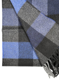 ALAN PAINE STRONE CASHMERE CHECK SCARF - NAVY