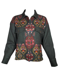 FRANCO FERRARI PRINT WOOL JACKET - GREEN