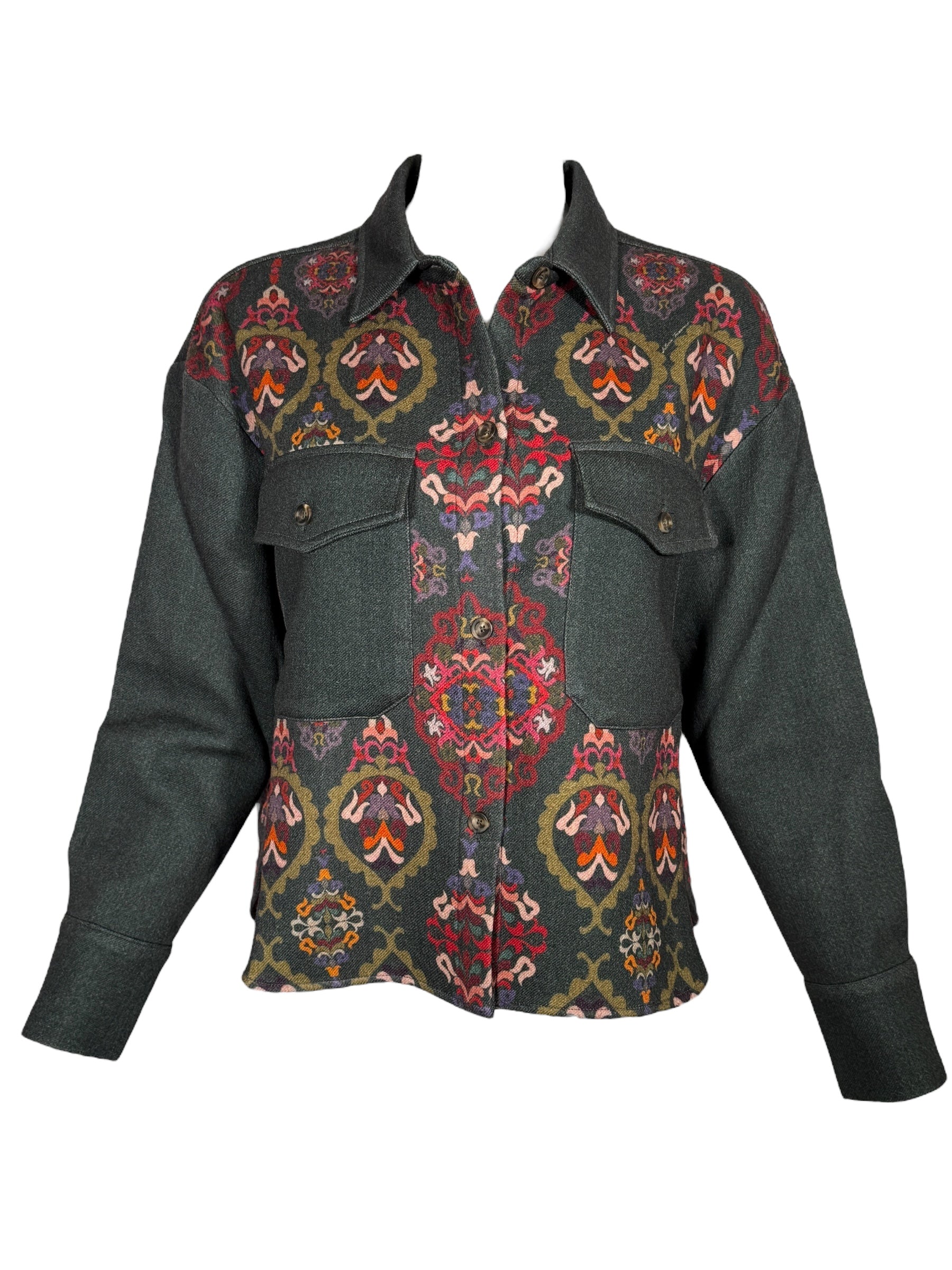 FRANCO FERRARI PRINT WOOL JACKET - GREEN